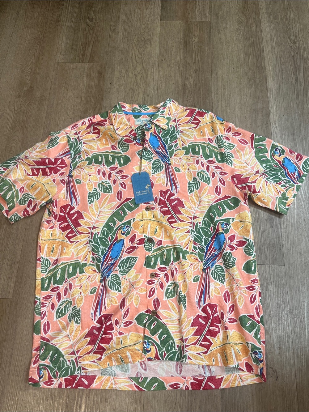 Caribbean Tropical Parrot Print Short-Sleeve Shirt